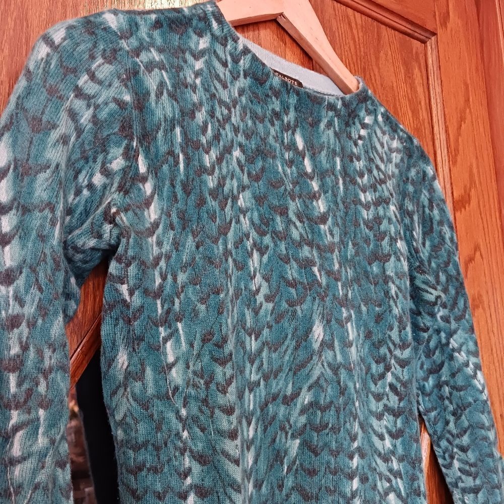 Talbots Pure Cashmere Teal Feather Sweater - Picture 14 of 16